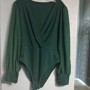 Stylish Green Bodysuit with Long Sleeves